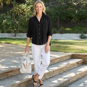 Frank & Eileen White Cropped Pants